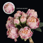 Close-up of lifelike peony flowers 2 bouquets 10 heads with stems for wedding decoration by IPOPU