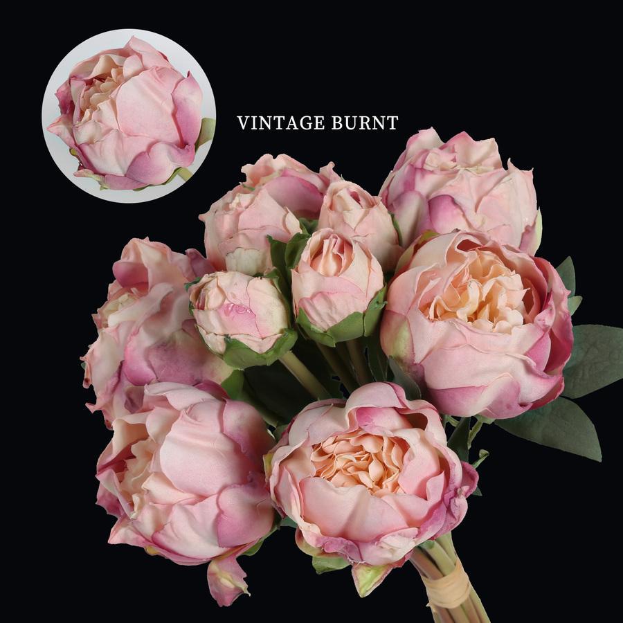 Artificial Peony Silk Flowers 2 Bouquets 10 Heads with Stems | Wedding Decoration Home Decor & Arrangement in Pink White Yellow