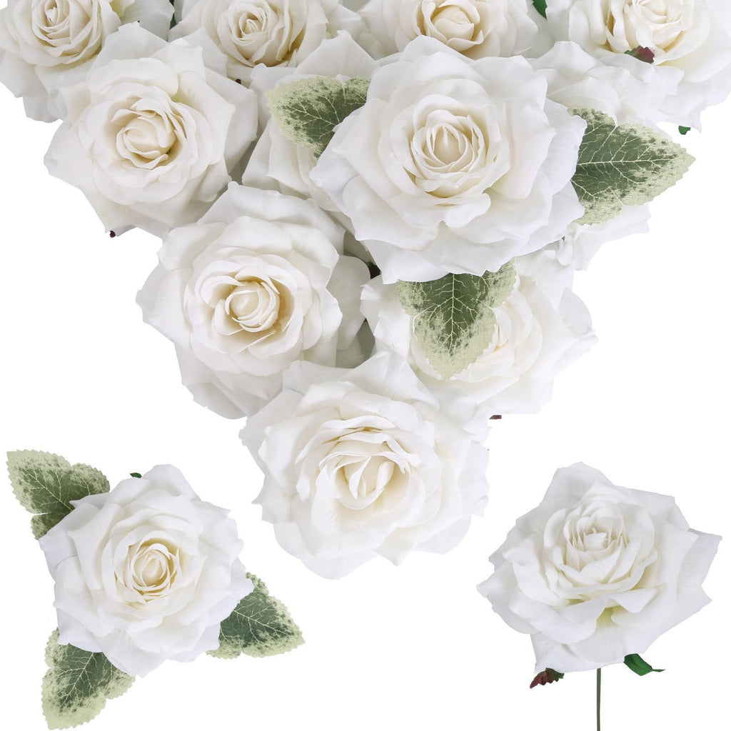 Artificial Velvet Roses 16pcs 4.3 inch | Wedding Bouquet Centerpiece Valentine's Day Home & Party Decor in 10 Colors