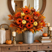 Fall Sunflower Maple Leaf Basket Arrangement