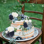 Terracotta Artificial Floral Cake Toppers 3pcs | Wedding Birthday Anniversary & Party Decor in White Blue Purple Orange
