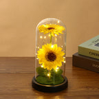 Sunflower Glass Dome Lamp with LED Lights | Eternal Sunflower Gift for Her Mother's Day Birthday Christmas