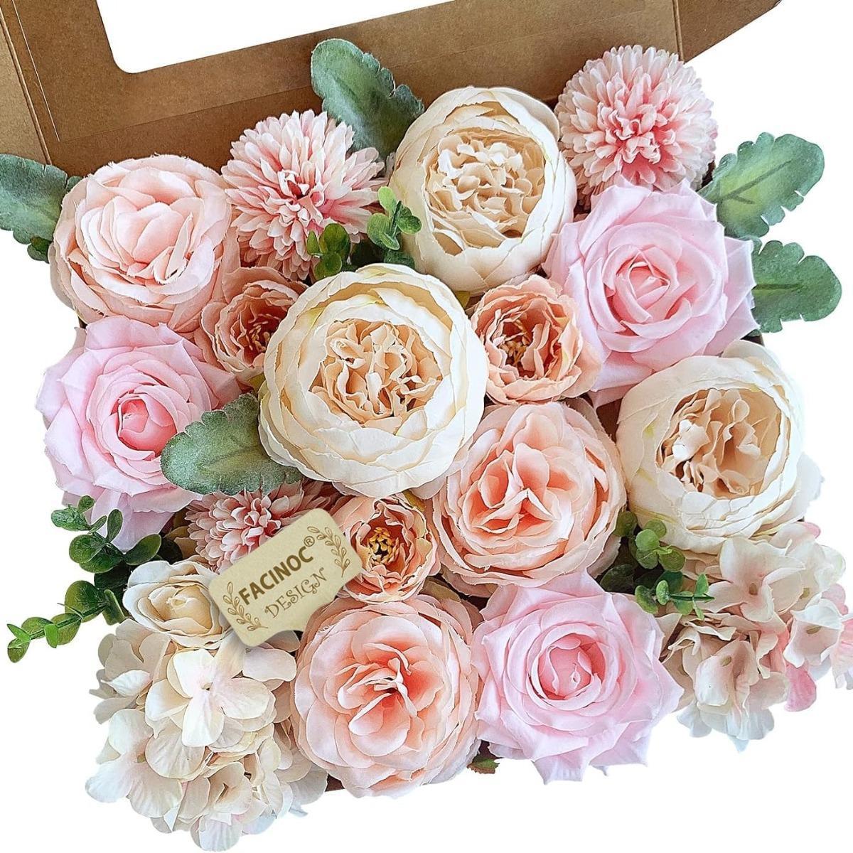 Artificial Dahlia Flowers Bulk | DIY Wedding Bouquet Bridal Shower Party Centerpiece & Home Decor in Pink Orange Wine Red White 5 Colors