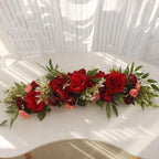 Artificial wedding arch flowers in pink and white for bridal backdrop styling