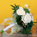 Handmade Bridal Wedding Bouquet | Ceremony Church Decoration in Blue Green Wine Red White Pink 5 Colors
