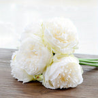 Artificial Peony Flowers | Bridal Bouquet Wedding Table Centerpiece & Home Vase Flowerpot Decor in Dark Pink Red White Light Pink Champagne