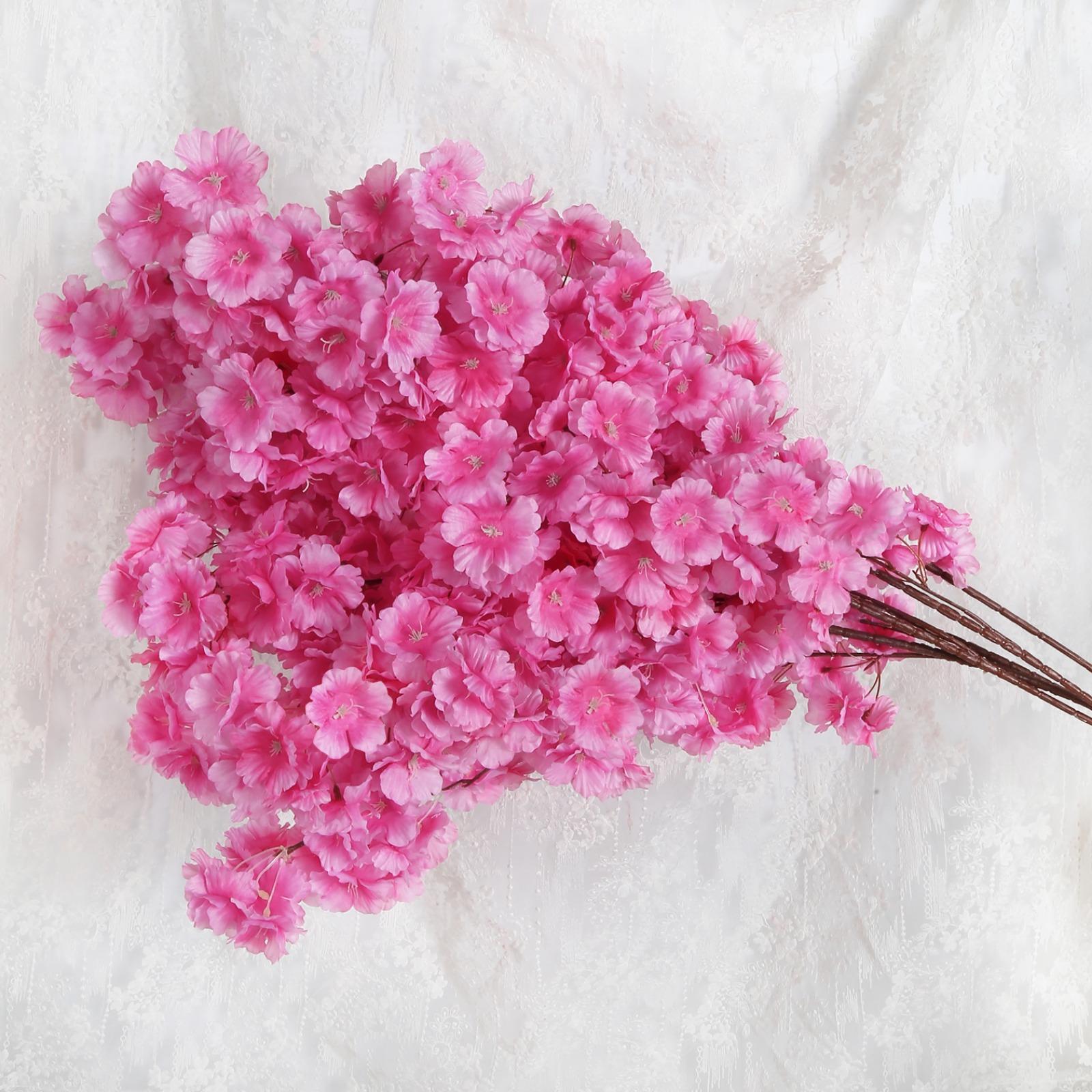 Artificial Cherry Blossom Flowers 37 Inch Long Stem | Home Wedding Party & Bedroom Decor in Light Pink Pink Peach Pink White