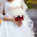 Crystal Diamond Rose Bridal Bouquet | Wedding Bride Bridesmaid Church & Party in Ivory White