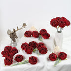 Artificial Rose Heads Bulk 20pcs | Wedding Centerpiece Valentine's Day Home Decor & DIY Crafts in 12 Colors