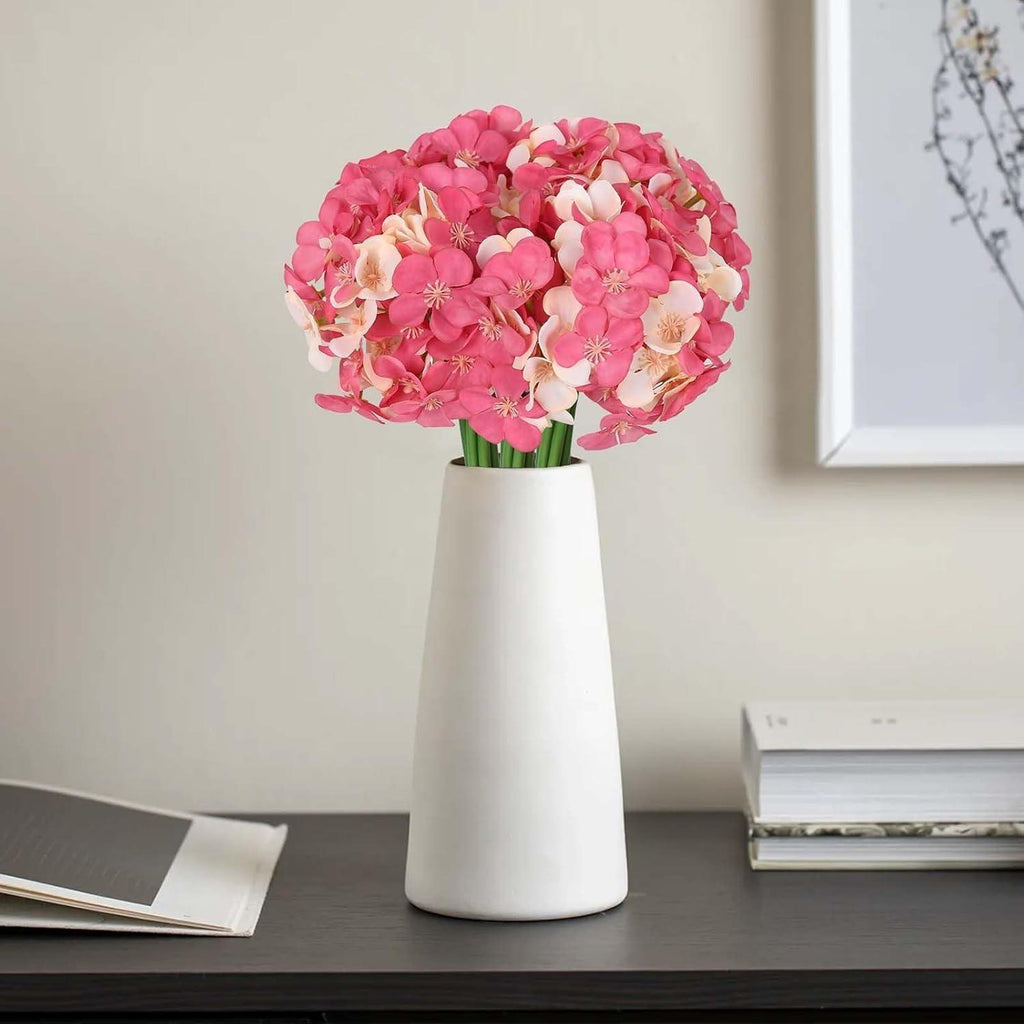 Artificial Hydrangea Bouquet 4 Packs 28 Stems | Wedding Centerpiece Baby Shower Home & Party Decor in Blue Pink Red White Champagne