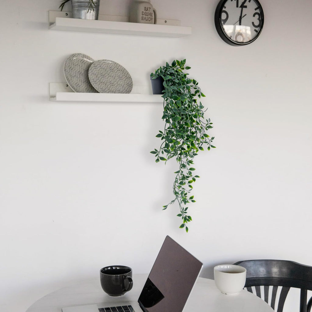 Artificial Hanging Potted Plants | Home Office Bedroom Kitchen Patio Bathroom Bookshelf Indoor & Outdoor Decor in Green Light Green