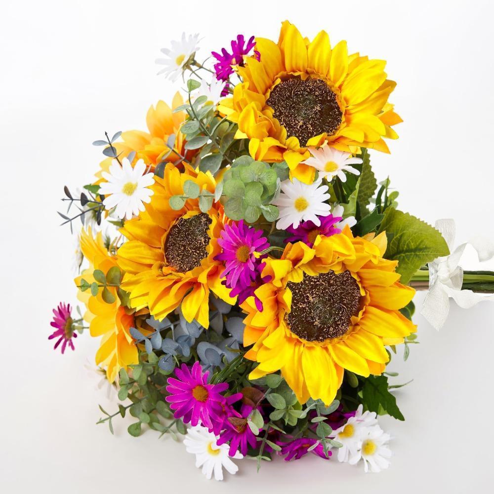 Artificial Sunflower Bouquet | Bridal Wedding Centerpiece Fall Arrangement Party Table & Home Decoration