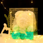 15.74 inch LED Teddy Rose Bear With Crown&Wedding Dress Artificial Flower Rose Bear Gift Box For Girls' Birthday Valentine's Day Mother's Day Gift