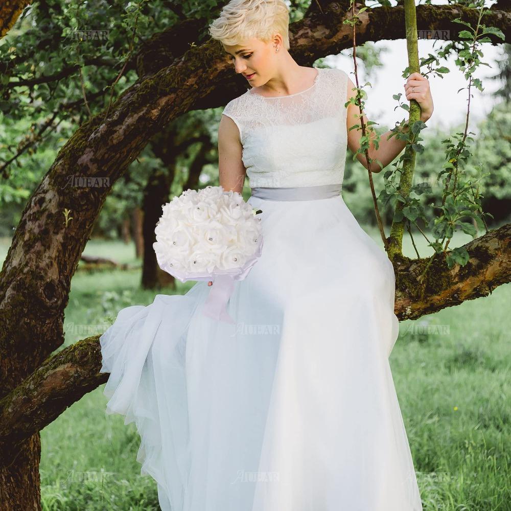Crystal Artificial Rose Bridal Bouquet | Bride Bridesmaid Church Wedding Party & Photo Shoot in White