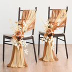 Artificial Rose Greenery Swag for Wedding Chair Pew & Aisle | Ceremony Backdrop Floral Decoration in Orange Pink Purple White Blue