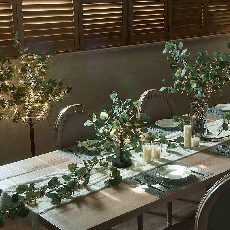 Battery Operated Lighted Olive Garland with Fairy Lights | Christmas Fireplace Mantle Indoor & Outdoor Decor Style A B