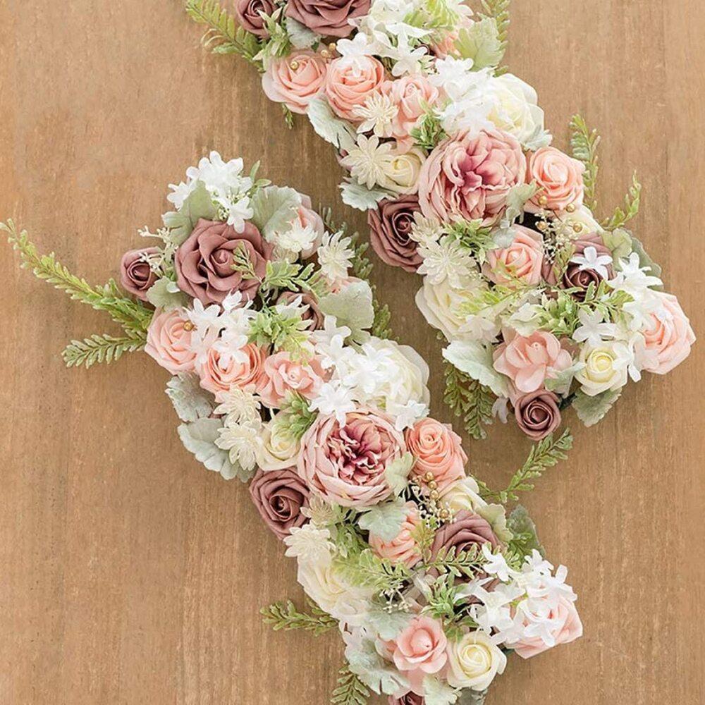 Artificial Floral Swag Garland | Wedding Arch Table Runner Centerpiece & Party Backdrop Decor in White Wine Red Pink Blue Beige