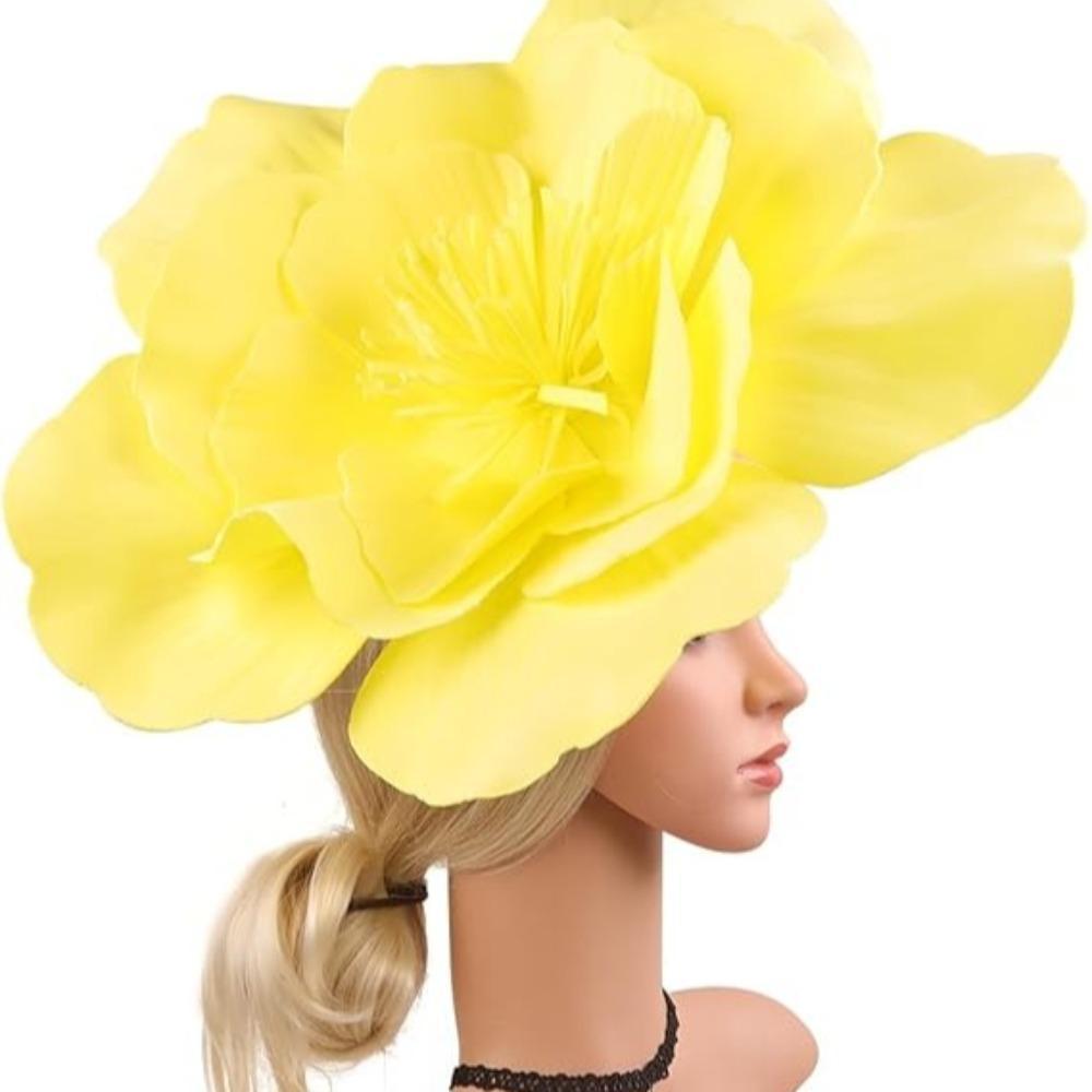 Large Flower Fascinator Hat with Headband & Clip | Tea Party Wedding Derby Cocktail Headwear in 7 Colors