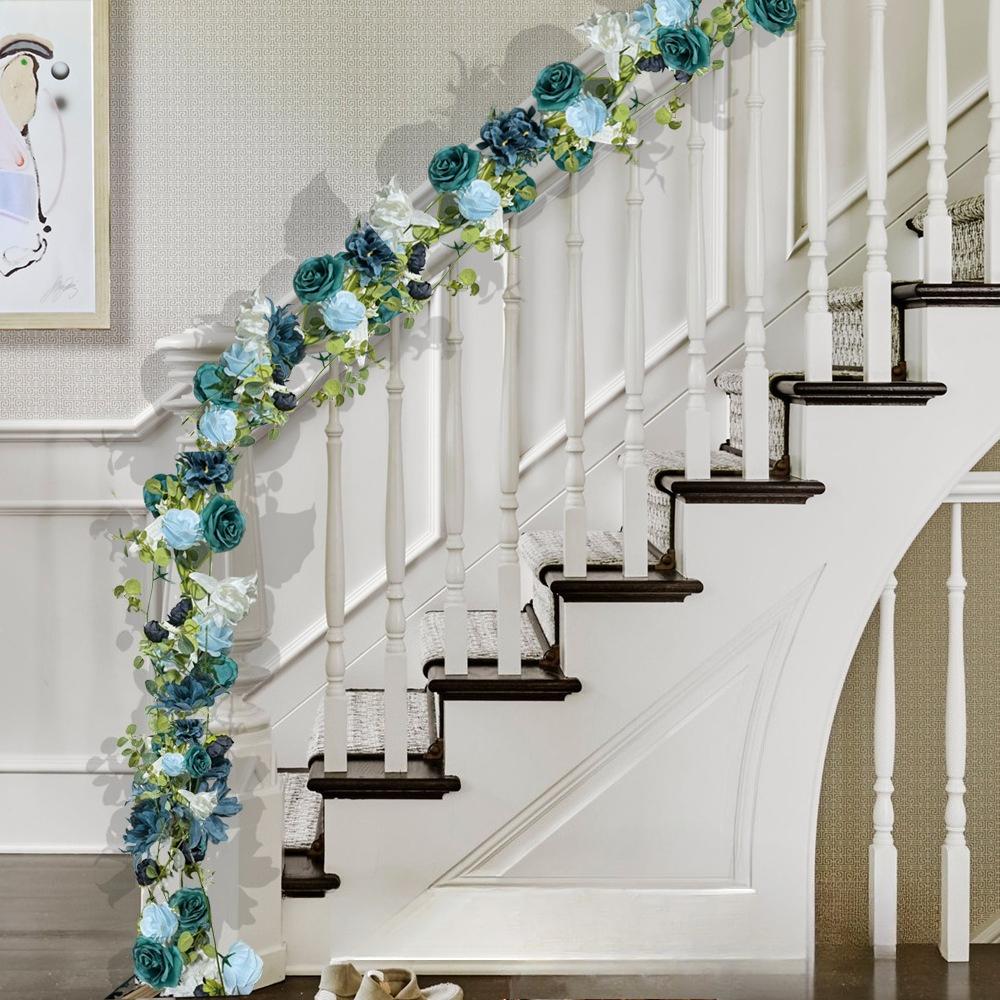 Artificial Eucalyptus Garland with Roses | Wedding Table Centerpiece Backdrop Wall Vine & Christmas Home Decor