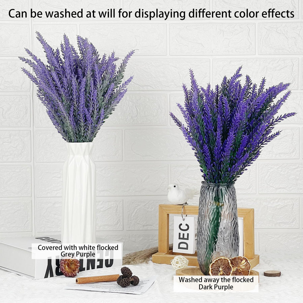 Artificial Lavender Bouquet 6 Bundles | Home Wedding Office Garden Patio Indoor & Outdoor Decor in White Light Purple Purple