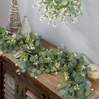 Artificial Eucalyptus Grapevine Garland 2pcs with White Flowers | Wedding Arch Party Backdrop & Home Decor