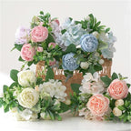Artificial Rose Bouquet | Faux Flowers for Vase Table Centerpiece Wedding Bridal Baby Shower & Cake Topper in White Purple Blue Green Pink