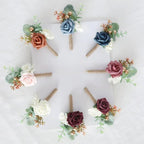 Artificial Flower Boutonnieres for Wedding Groomsmen | Groom Suit Corsage Prom & Formal Accessory in White Pink Wine Red Blue Orange