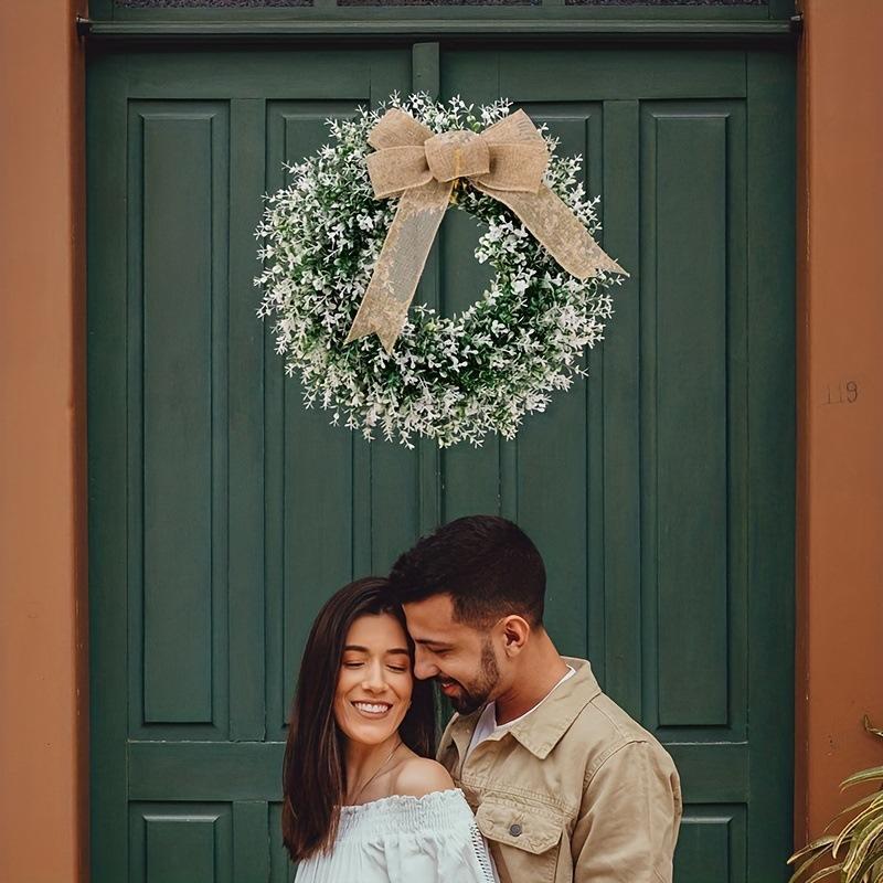 Green Burlap Bow Decoration | All Seasons Front Door Back Door Wreath Wedding Indoor & Outdoor Rustic Farmhouse Decor