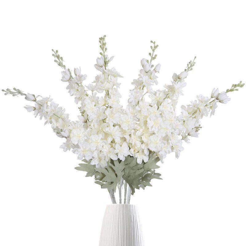 Artificial Delphinium Larkspur Flowers 8pcs 33.5in Long Stem | Tall Vase Wedding Party & Home Centerpiece Decor in 10 Colors