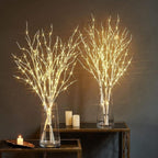 Lighted Brown Willow Branches 2PCS | 31" 50 LED Warm White with Timer & Dimmer for Holiday Wedding & Home Decor