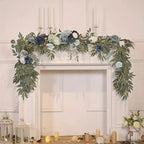 Artificial Silk Flower Garland | Wedding Table Runner Arch Wreath Chair Back & Home Decor in White Blue Pink Orange