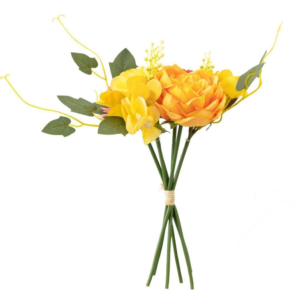Multipurpose Artificial Flowers 2 Bouquets | DIY Wedding Party Home Decor & Baby Shower in White Pink Champagne Yellow Blue 6 Colors