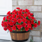 Outdoor Artificial Camellia Plants Set of 6 | Weather-Resistant Decorative Flowers for Porch Patio Garden & Entryway in White Pink Red Yellow