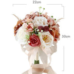 Artificial Toss Rose Bouquet | Wedding Ceremony Church Decoration Anniversary & Valentine's Day in Light Pink Purple Pink Orange Blue Wine Red