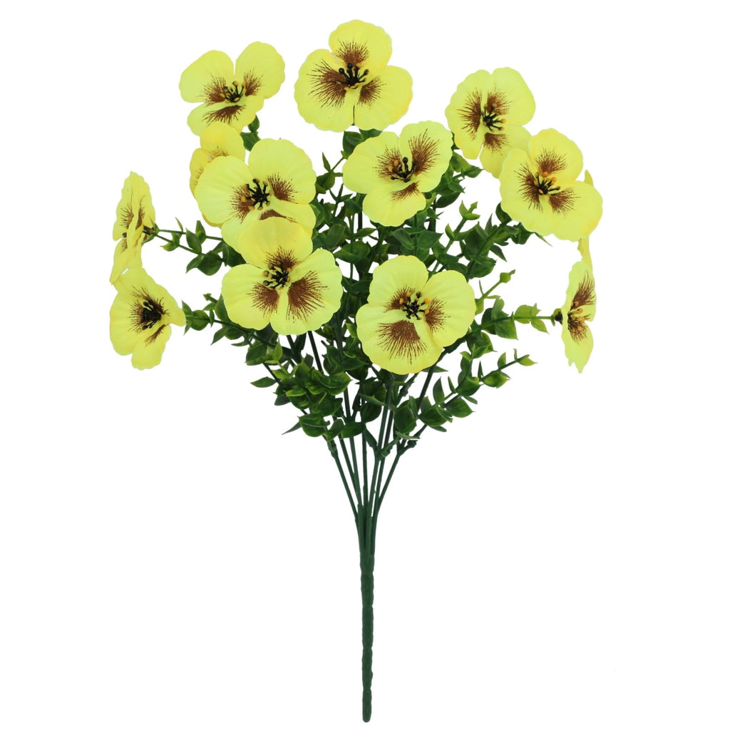 Artificial Pansy Flowers Outdoor Spring Flowers Pansies Wildflower UV Resistant Plants Faux Impatiens for Window Box Wedding Party Outside Garden Porch Decor