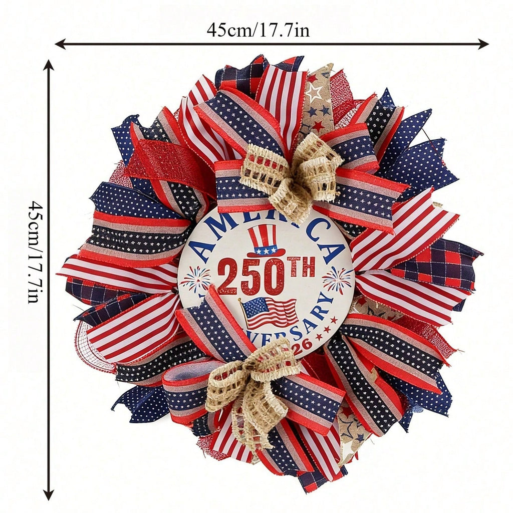 Detail of 17.7" patriotic wreath for front door for 4th of july memorial by IPOPU