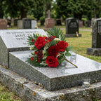 Cemetery Flowers for Grave, Outdoor Lily Chrysanthemum Hydrangea Rose Artificial Flowers Grave Flowers with Cemetery Vase, Lasting and Non-Bleed Colors