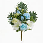 Cemetery Flowers for Grave, Outdoor Lily Chrysanthemum Hydrangea Rose Artificial Flowers Grave Flowers with Cemetery Vase, Lasting and Non-Bleed Colors