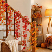 Red & Yellow Maple Leaf Garland UV Resistant – Set of 6, 39in