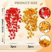 Red & Yellow Maple Leaf Garland UV Resistant – Set of 6, 39in