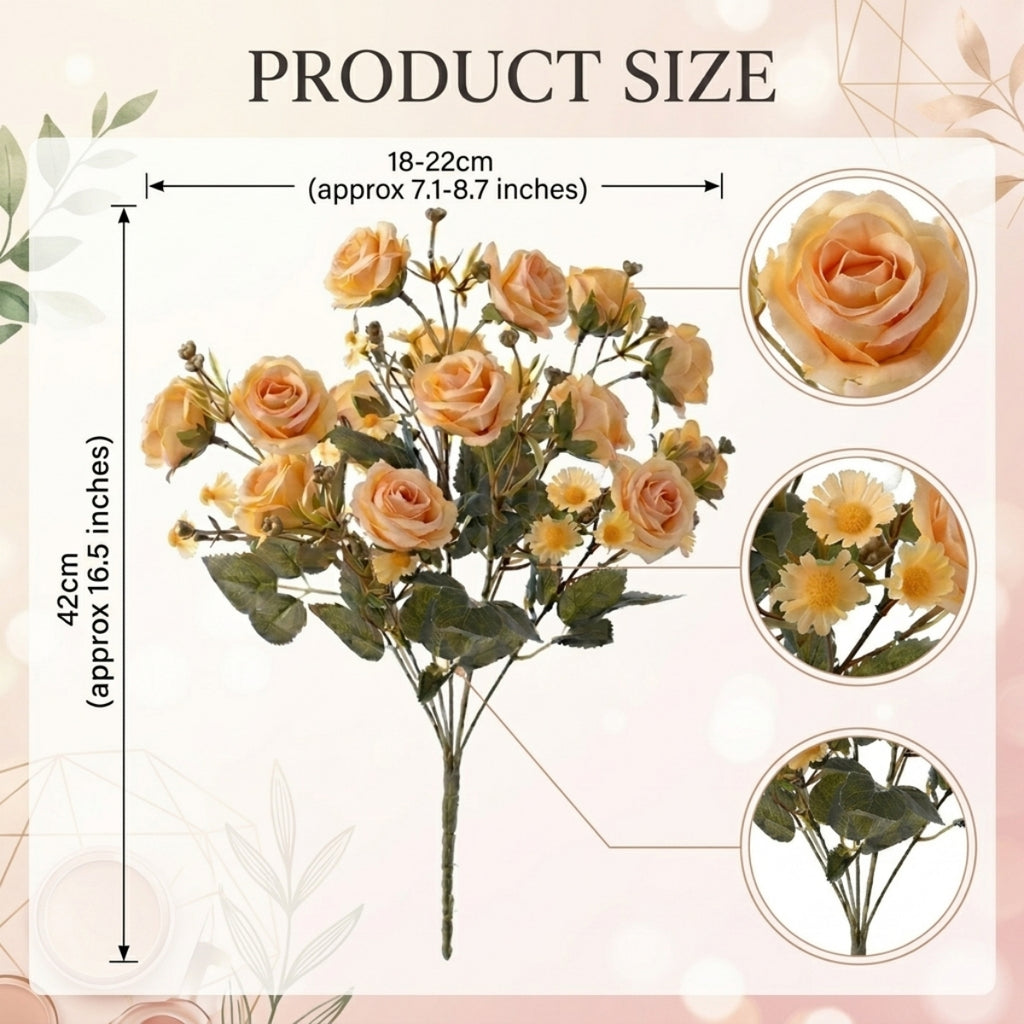 Rose & daisy bouquet UV resistant 2pcs arranged for 5 colors faux flower by IPOPU