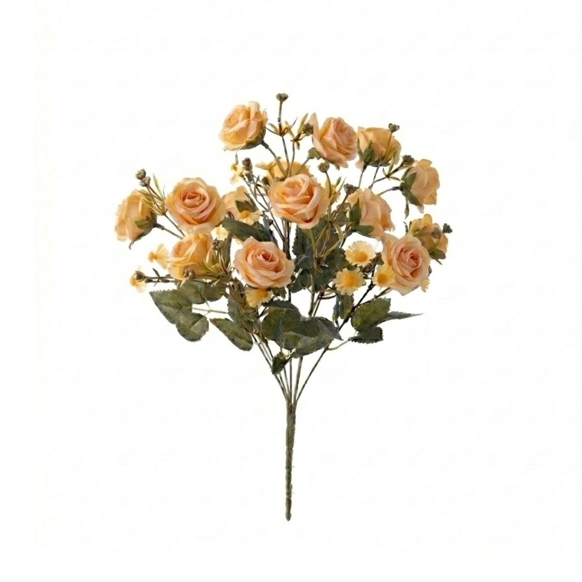 Artificial rose daisy bouquet 2pcs yellow UV resistant faux flowers for outdoor garden porch window box balcony decor