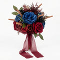 Blue Red Rose Bouquet Gothic Wedding Bridal Flower Arrangement Vintage Home for modern wedding decor by IPOPU