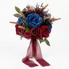 Blue Red Rose Bouquet Gothic Wedding Bridal Flower Arrangement Vintage Home for modern wedding decor by IPOPU