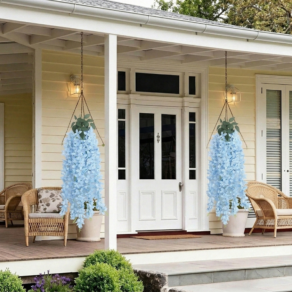 Wisteria Hanging Flowers Dense Faux Vine Garland 2pcs | 6 Colors for Wedding Arch Backdrop Home Party & Wall Decor