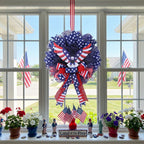 American Patriotic Eagle Wreath with Flag Bow & Deco Mesh | 4th of July Front Door Decor for Independence Day Summer Holiday Home Porch