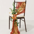 Artificial Rose Greenery Swag for Wedding Chair Pew & Aisle | Ceremony Backdrop Floral Decoration in Orange Pink Purple White Blue