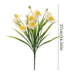 Artificial Daffodils Flowers 5 Bundles | Faux Spring Blooms for Wedding Home Garden & Photography Decor in Yellow Beige