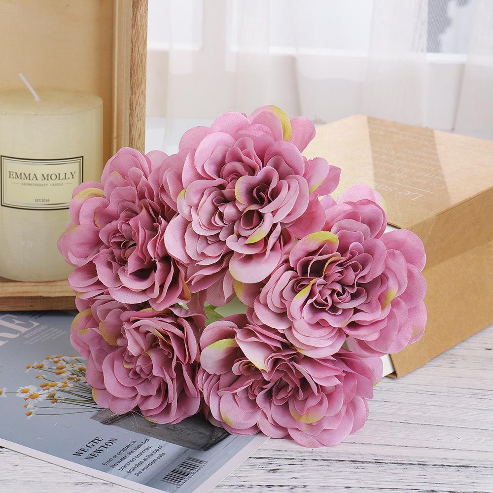 Artificial Peony and Hydrangea Bridal Bouquet 2pcs | Wedding Home & DIY Decor in White Blue Purple Grey Green Pink 7 Colors