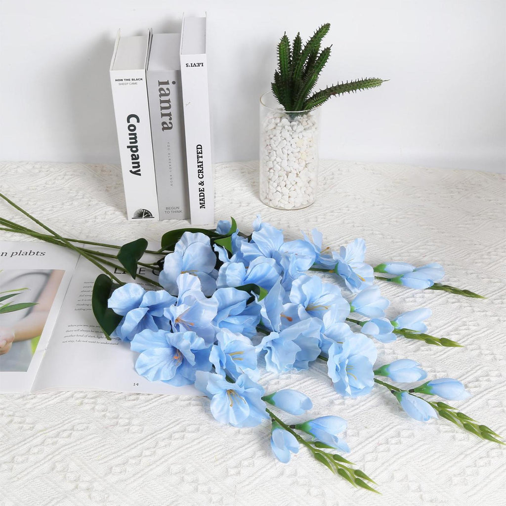 Faux Butterfly Orchid Real Touch Silk Flowers 10 Blooms Double Branch | Wedding Home Decor & Gift in White Pink Blue